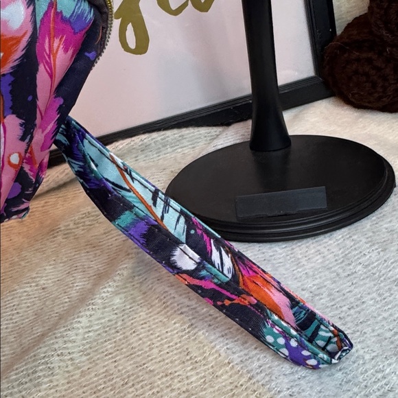 Vibrant Feather Print Cosmetic Bag - Picture 3 of 4